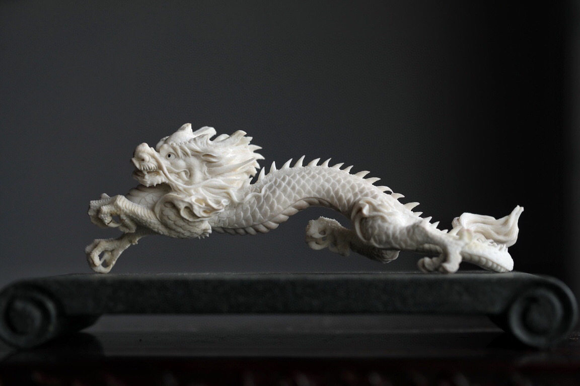 鹿角雕刻工艺品收藏木雕文玩刻制手工龙摆件整料摆件