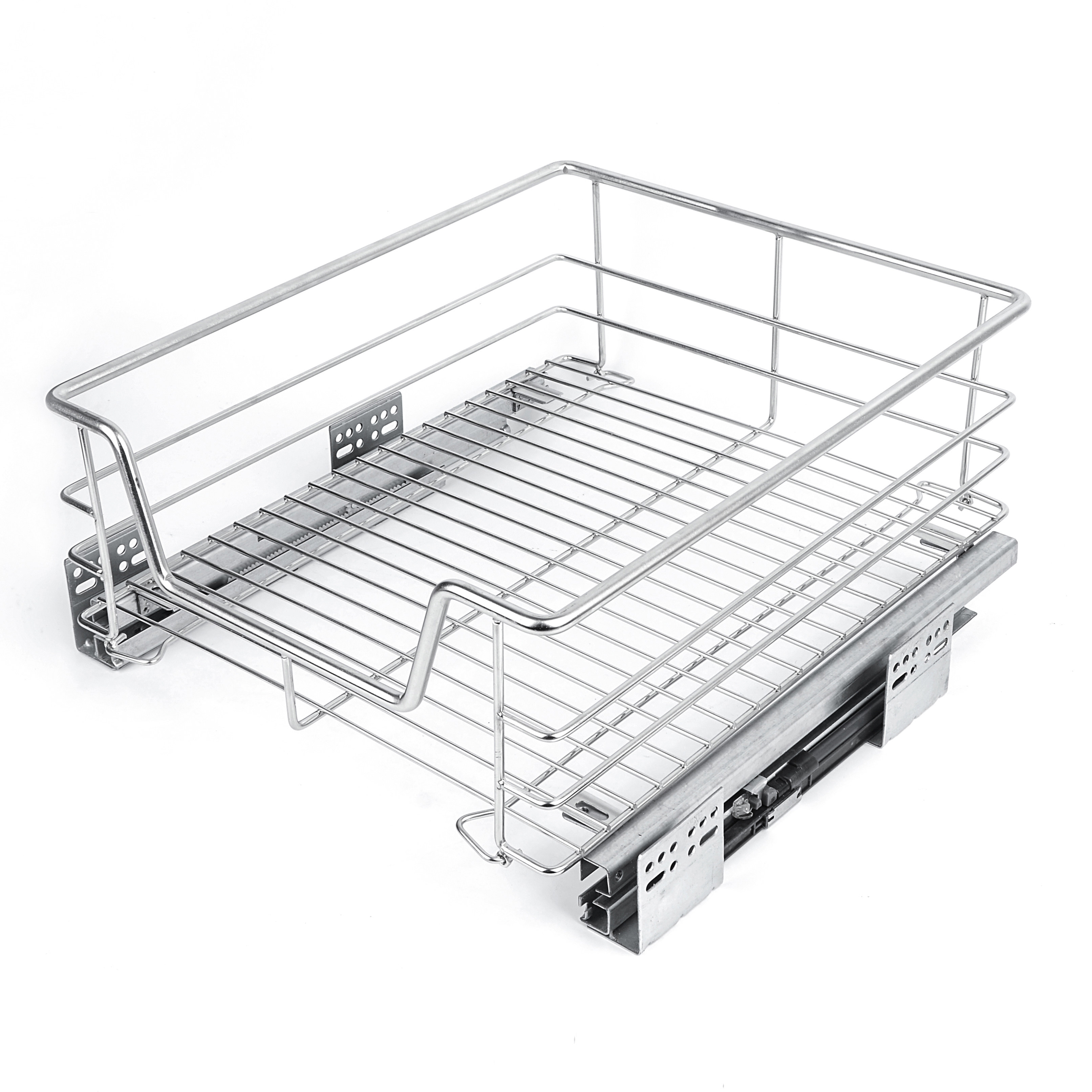 厨房橱柜拉篮304不锈钢阻尼缓冲果蔬篮实心加深平篮调味架350 400