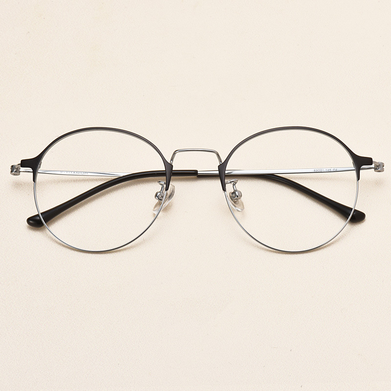 超轻钛合金镜架半框圆形近视眼镜框文艺大脸男潮眼镜架