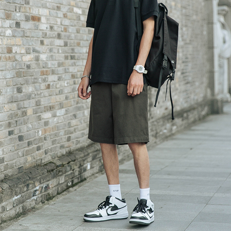 第四十九天夏季纯色沙滩裤男士短裤潮牌五分休闲裤子百搭宽松中裤