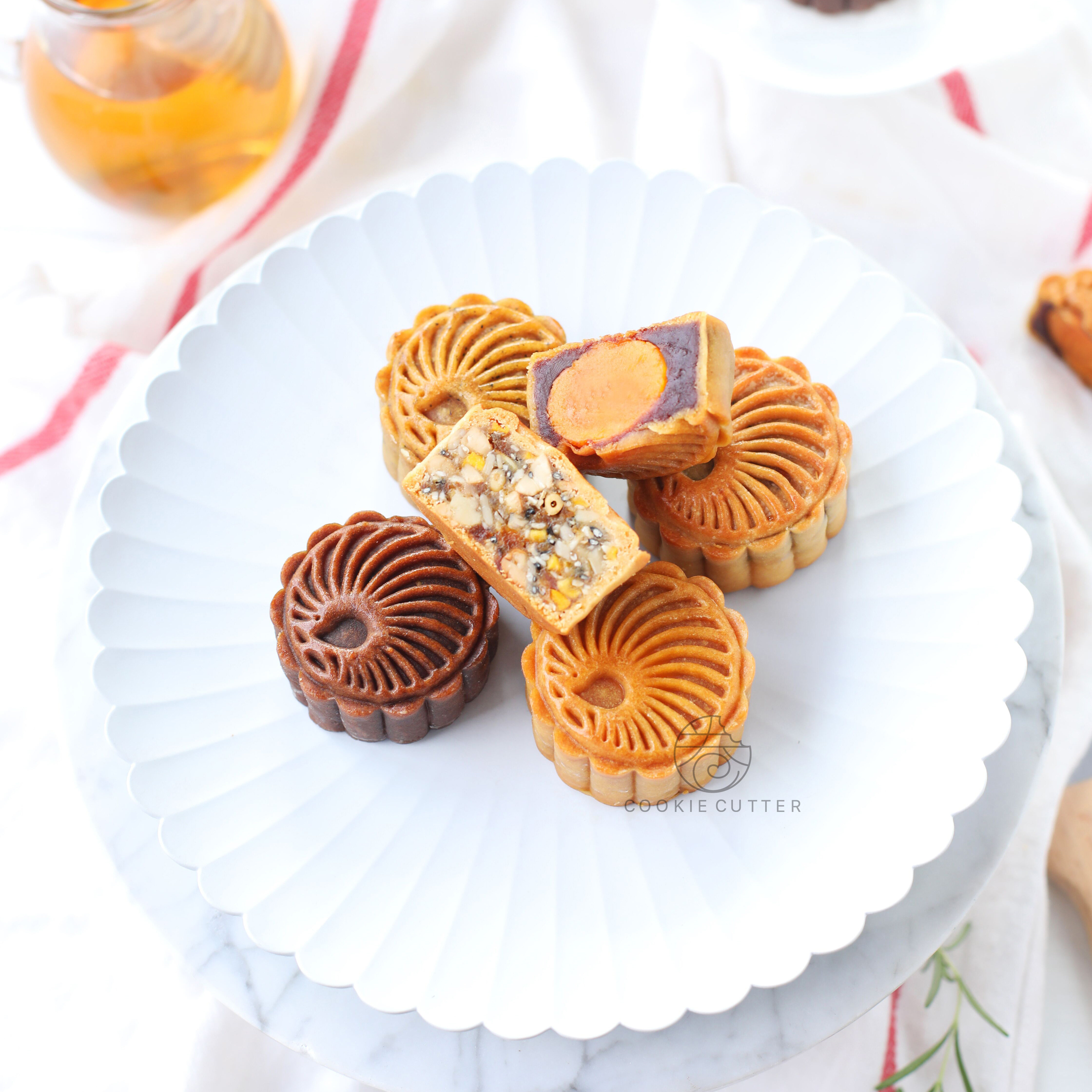 中秋中式月饼音符唯美线条经典创意绿豆冰皮烘焙模具