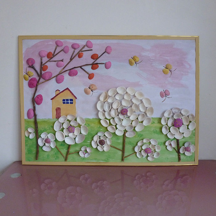 手工手绘单幅拼贴贝壳画工工艺品现代简约植物花卉手工创意粘贴类