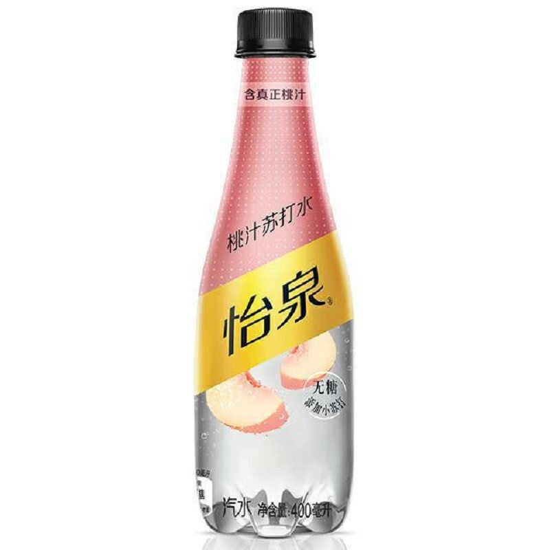 可口可乐乐怡含气苏打水桃味400ml12瓶无糖原味碳酸饮料