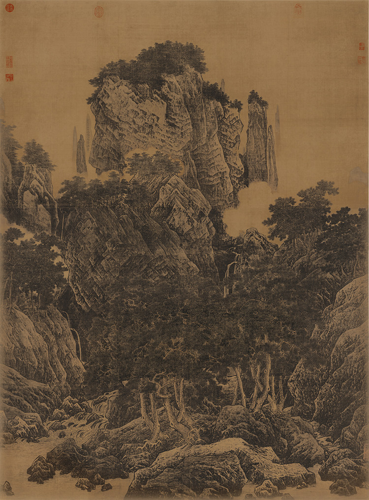 李唐-万壑松风图 国画挂轴茶楼会所挂画大幅宋画新中式玄关画