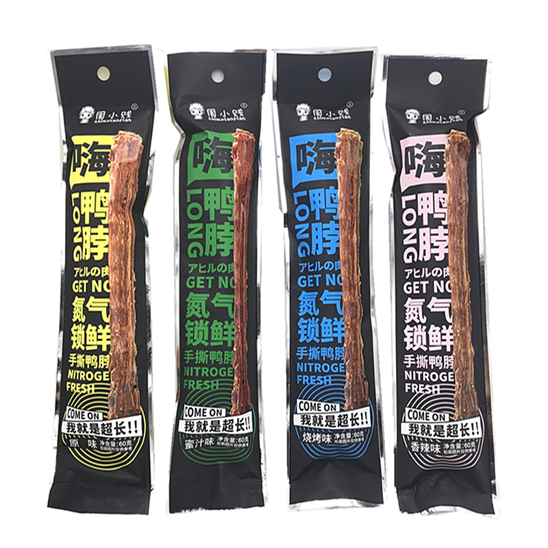 周小贱嗨鸭60g12根氮气锁鲜手风干功夫脖子网红鸭肉零食