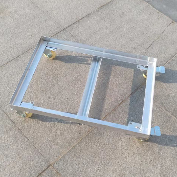 周转角钢箱车四轮板车拖车万向塑料箱底底座平板手推车