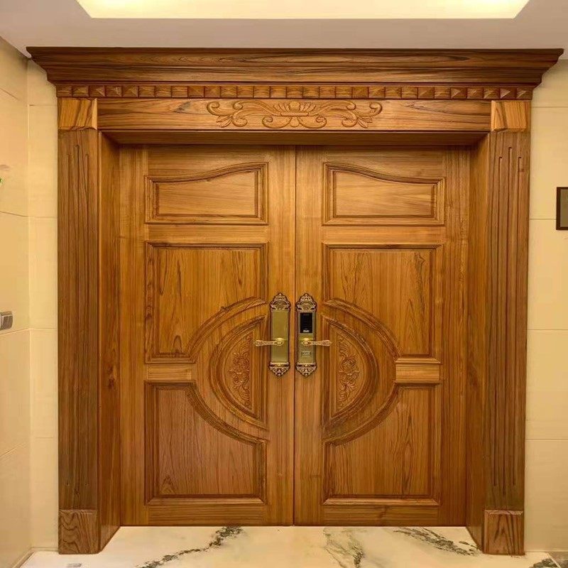 缅甸柚木大自然木门室内门移门推拉门卧室定制实木室内门