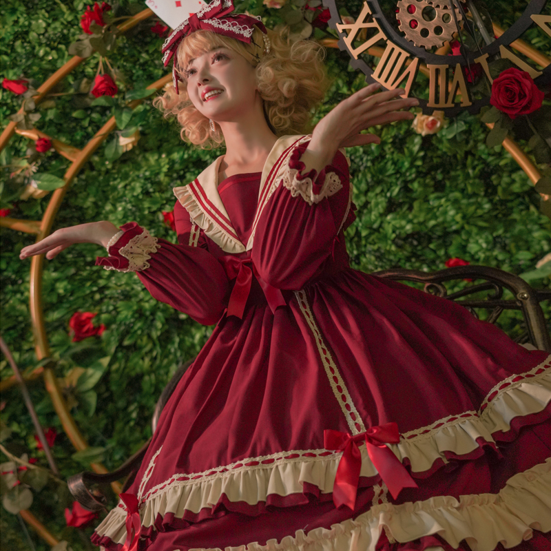 贝蒂小姐lolitaop长袖原创裙正品现货复古宫廷风高腰洛丽塔公主裙