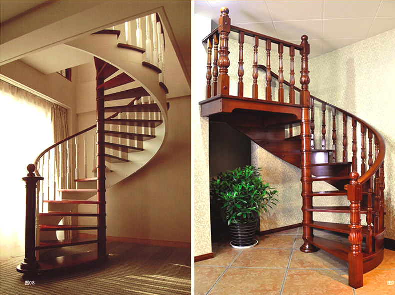 楼梯实木扶手整体定制复式别墅踏步旋转护栏楼梯扶手