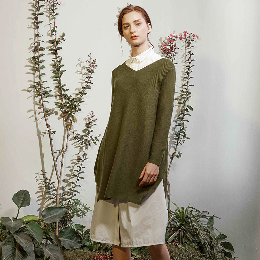 origin安瑞井女装秋冬新款宽松套头毛衣衣时尚保暖连衣裙