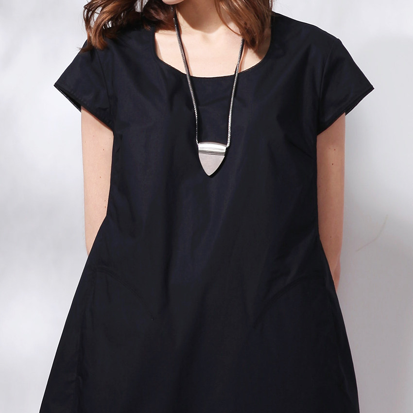 安瑞井女装夏季新款休闲连衣裙原创气质显瘦纯色o型连身裙子