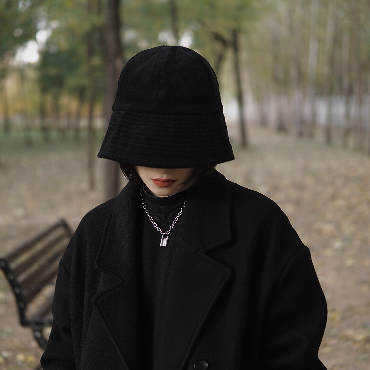 素颜帽子灯罩渔夫帽女小众暗黑钟型乞丐秋冬帽子