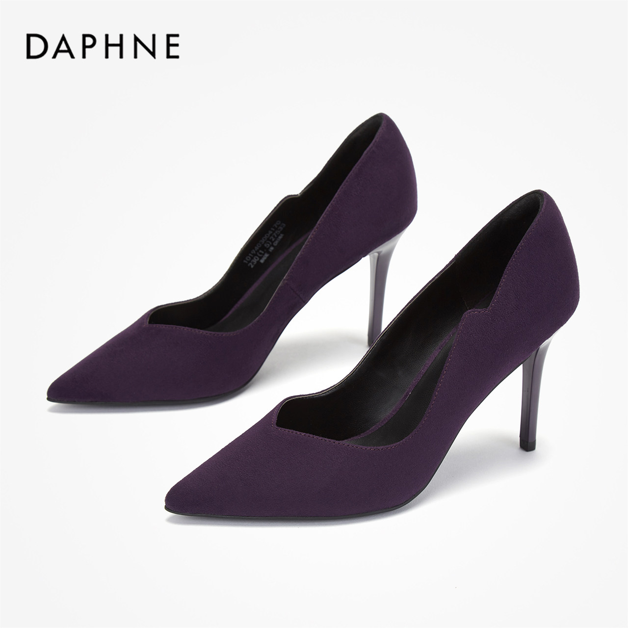 达芙妮女鞋2019秋季新款百搭细跟单鞋女性感婚鞋银色尖头高跟鞋女