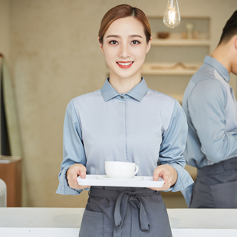 服务员工作服女餐饮长袖秋冬装火锅奶茶店工服时尚气质西餐厅饭店