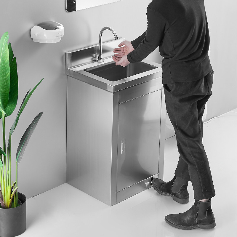 不锈钢商用净化水池脚踏龙头洗手盆感应洗手手术水槽套餐