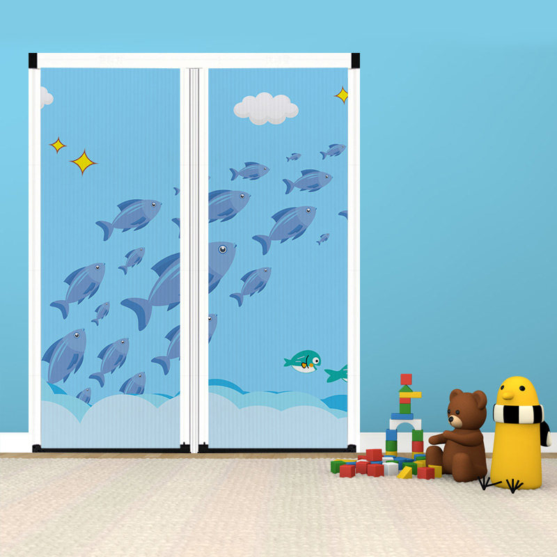优诗曼儿童卡通无轨室内折叠隐形推拉门客厅卧室卧室门