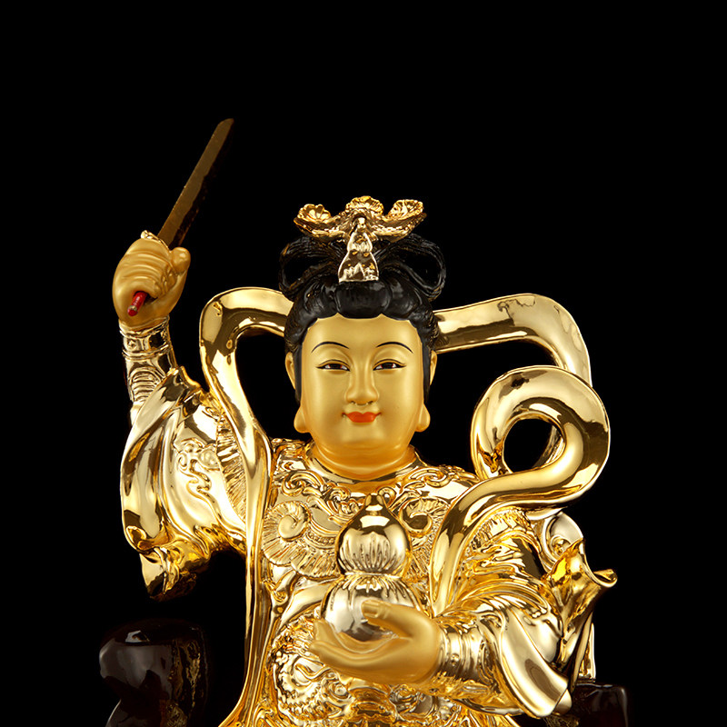 九天玄女娘娘神像台湾纯铜鎏金道教开光玄母摆件