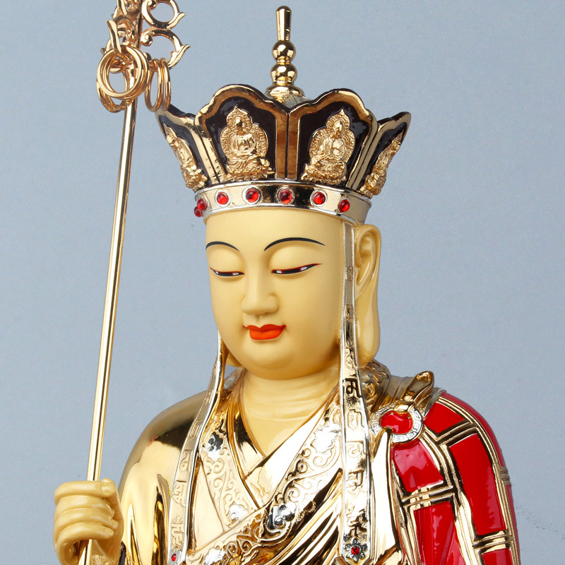 地藏纯铜人物客厅桌面黄铜居家佛像鎏金盛凡摆件