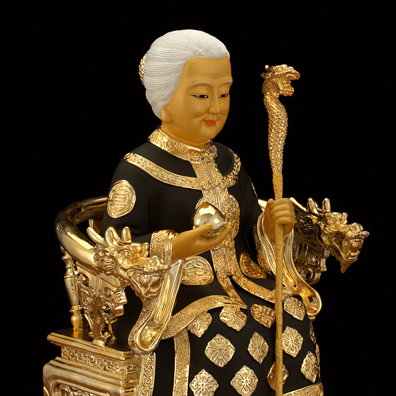 黑妈妈神像纯铜鎏金黑老太像胡三太爷太奶居家铁刹山像客厅摆件