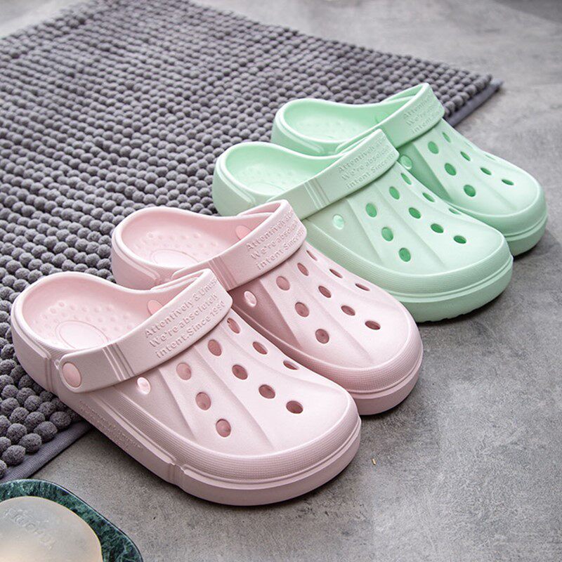 包头半凉拖鞋女士夏外穿防滑ins潮沙滩鞋懒人拖鞋厚底护士洞洞鞋