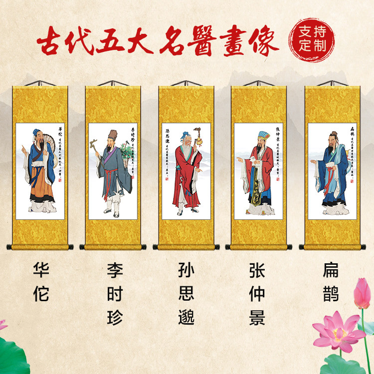 古代十大名医画像扁鹊华佗李时珍孙思邈张仲景中医养生国画