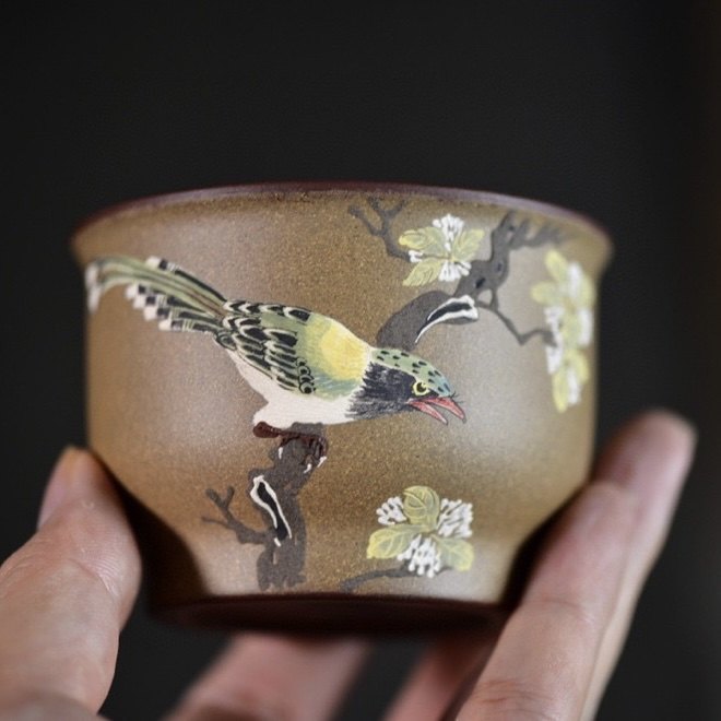 慕器宜兴宜兴紫砂紫砂壶茶具梁伟紫微彩鸟杯纯手工茶壶