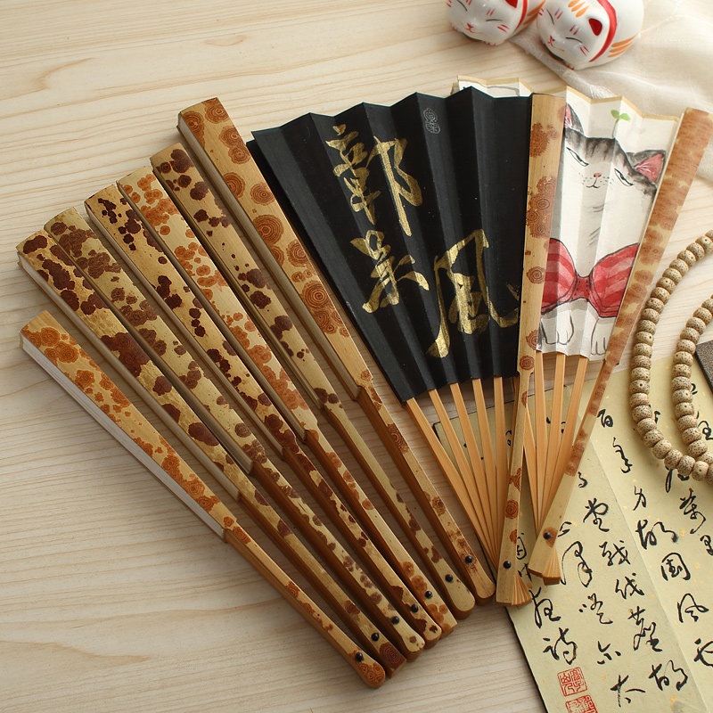 花斑斑竹折扇云妃扇子湘妃竹折叠书法文玩男女扇子