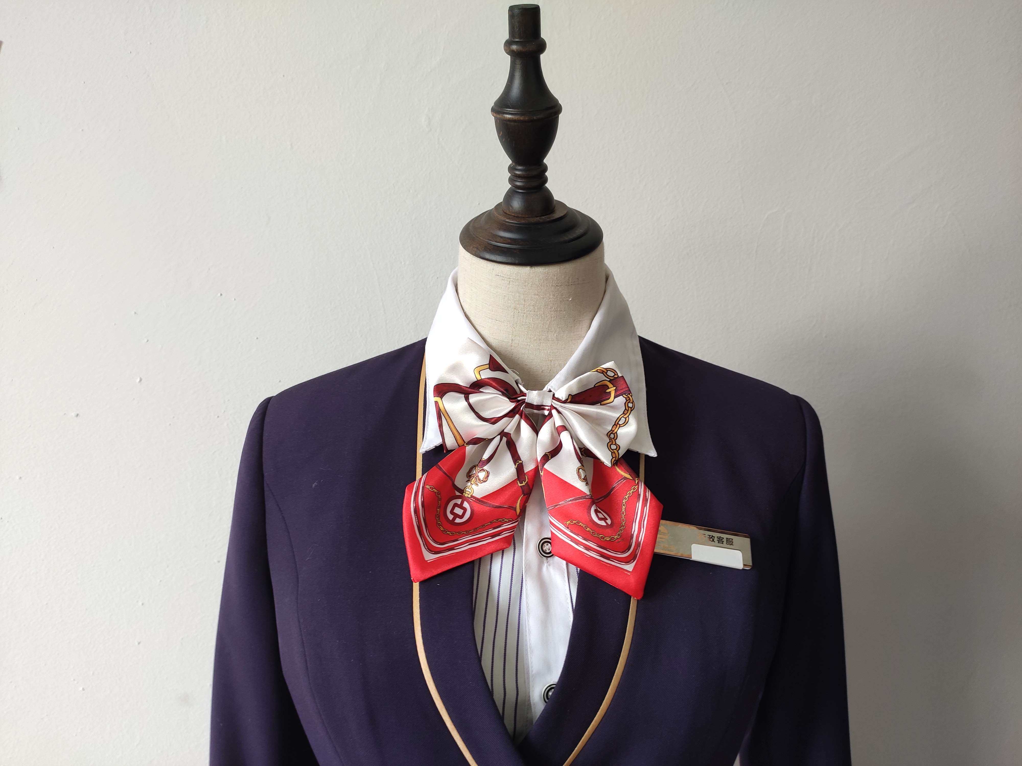 领花领结中国银行蝴蝶结女士职业装丝巾免打中行定制领结