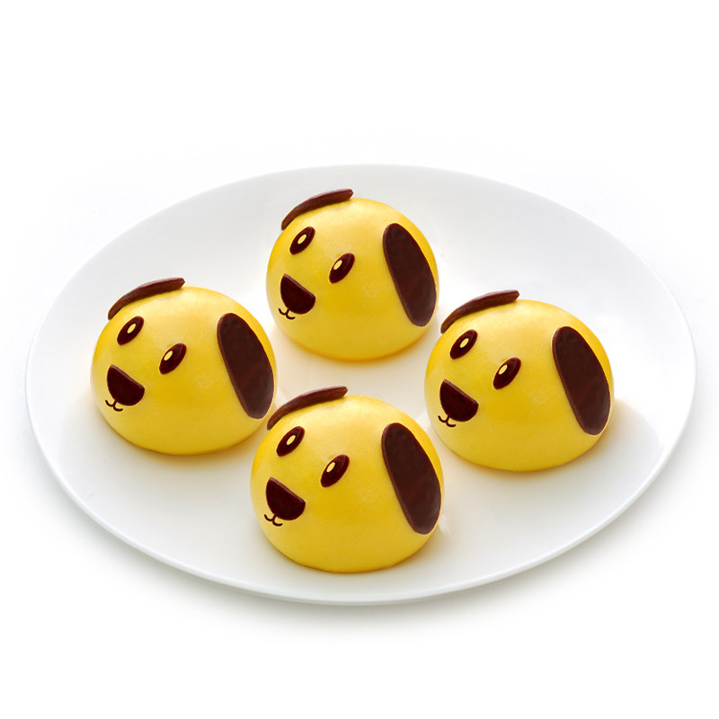 千味旺财小狗包子奶黄馅可爱动物卡通儿童早餐馒头冷冻素包子12个