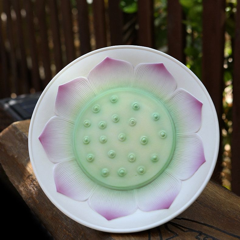 中式家居水果果盘佛堂供佛观音果碟彩绘莲花果盘