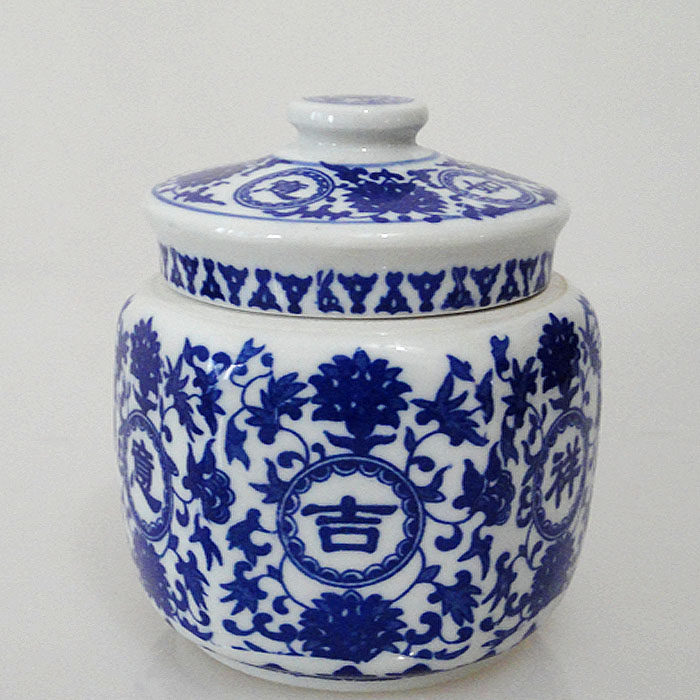 景德镇新款小号陶瓷储物罐青花瓷茶叶罐中药药罐药材储物罐