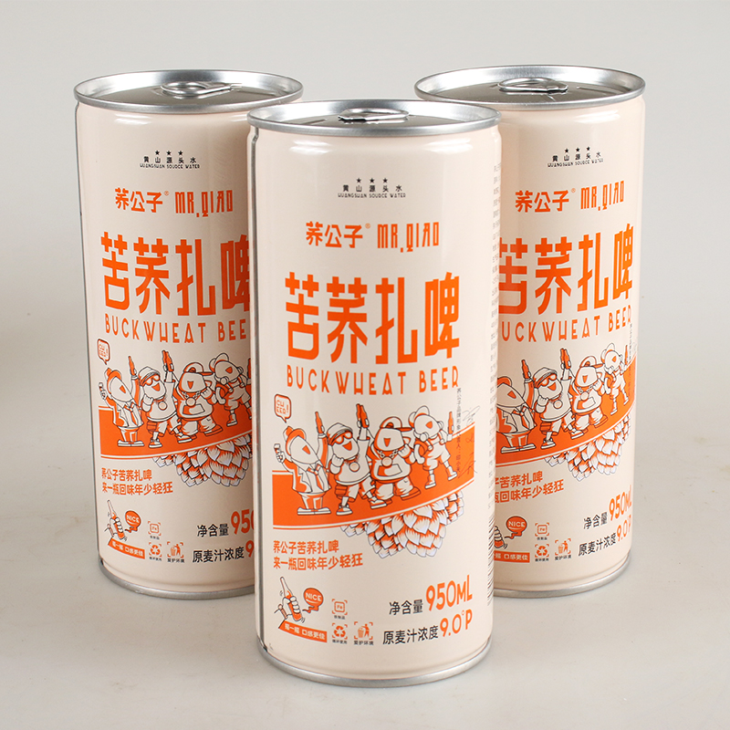 荞公子苦荞扎啤950ml6罐苦荞原浆黄啤酒