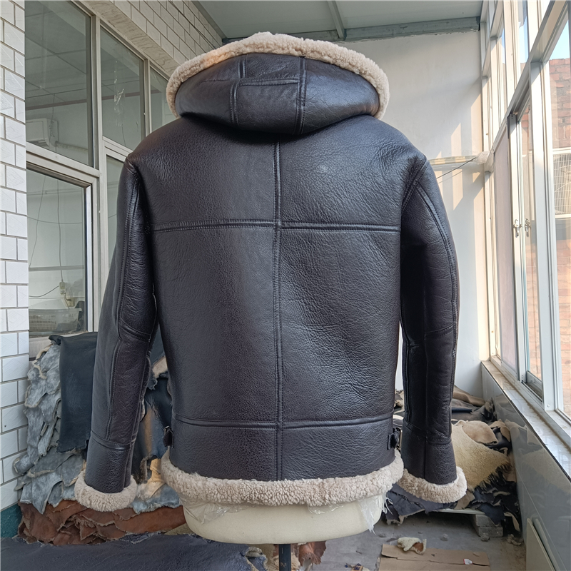 2021真皮毛一体男女同款带帽澳洲进口原生态b3加厚保暖羊羔毛夹克
