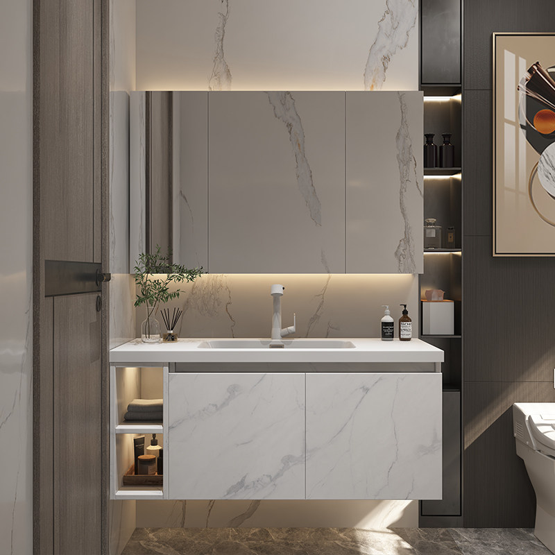 浴室柜一体盆洗脸盆柜组合现代简约轻奢洗手池小户型卫生间洗漱台