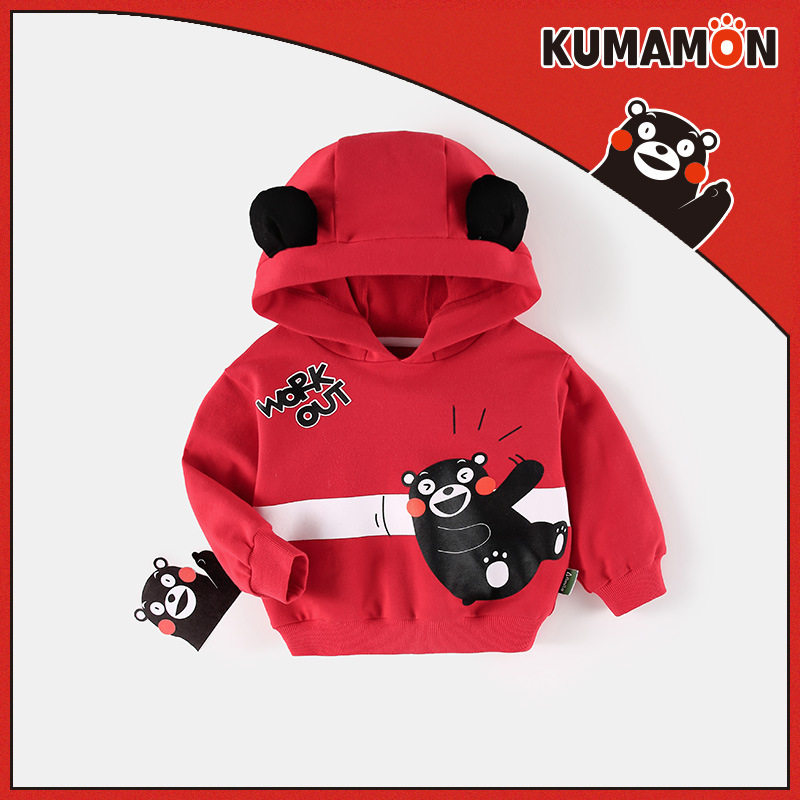 amila童装熊本熊联名2021春季新款宝宝婴儿卫衣连卫衣