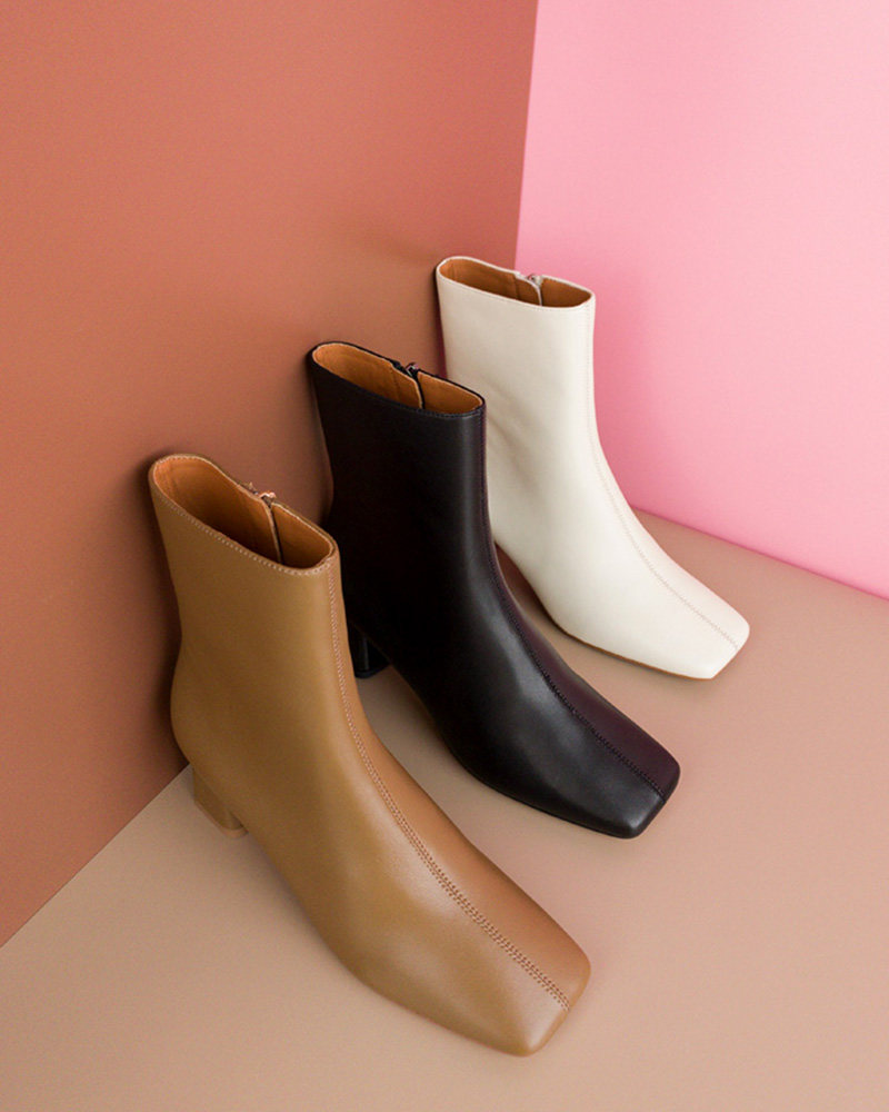 靴踝马丁短靴方头粗简风内里鹿皮高端强大气场时装靴