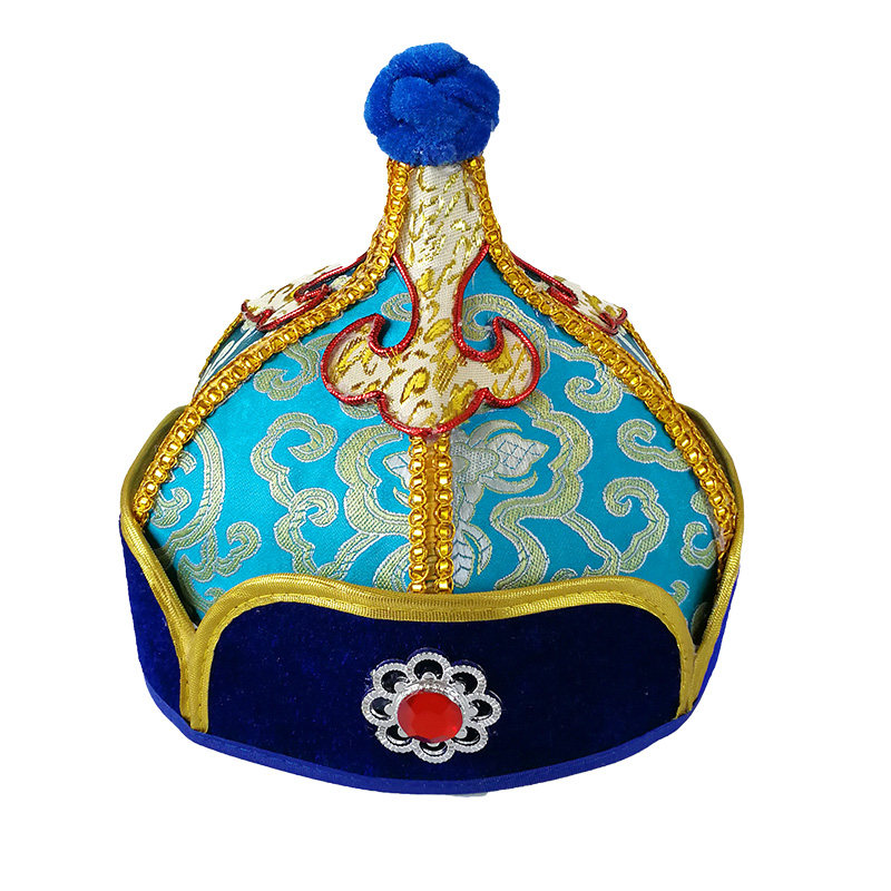 蒙古儿童尖顶蒙古族王爷少数民族舞蹈演出头饰帽子帽子