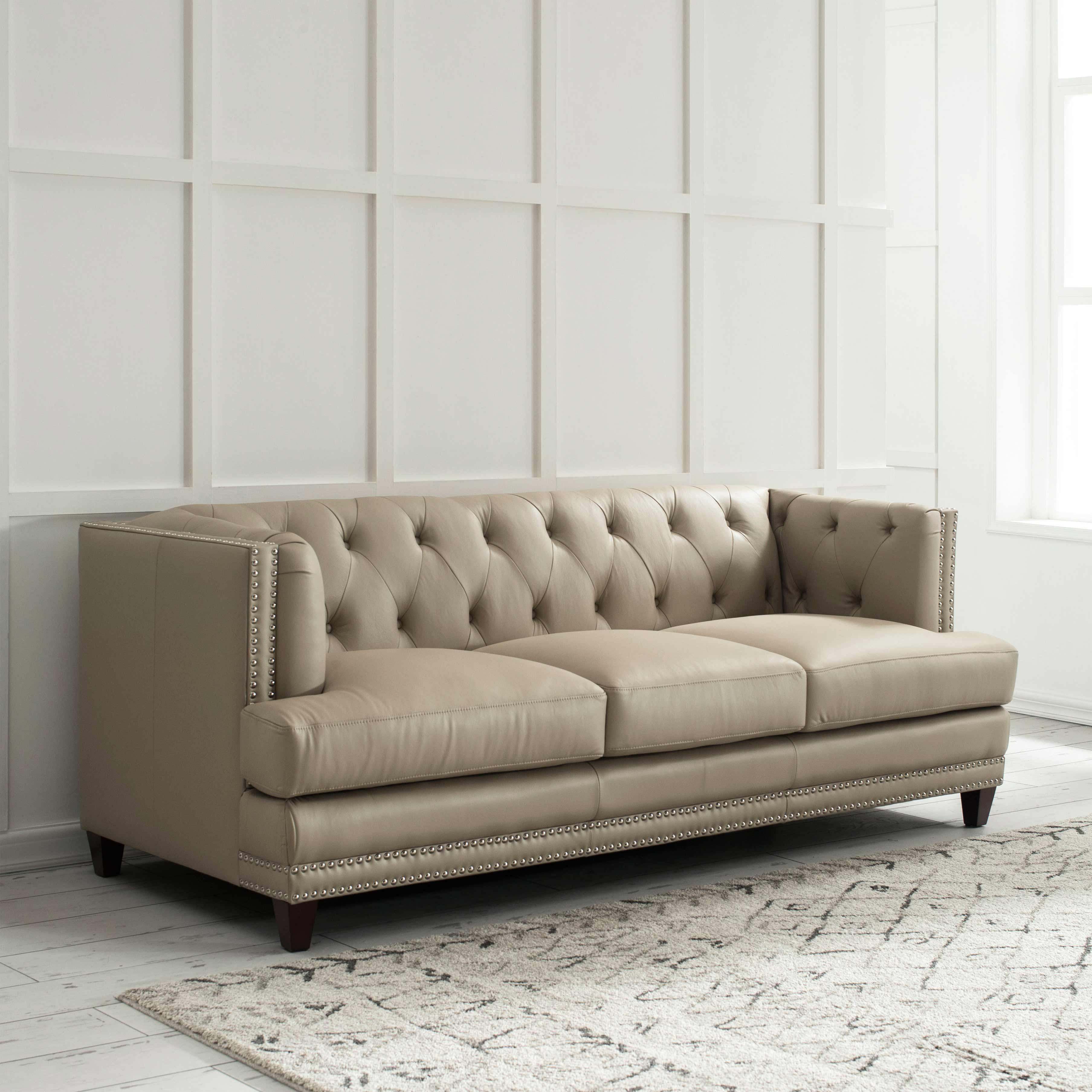 优梵艺术柏拉图美式真皮头层牛皮沙发拉扣小户户型皮艺沙发