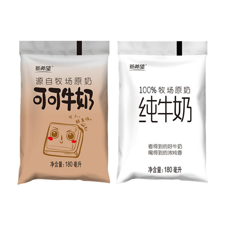 新希望可可牛奶牧场原奶白帝草莓椰椰高品牛奶180ml12袋装