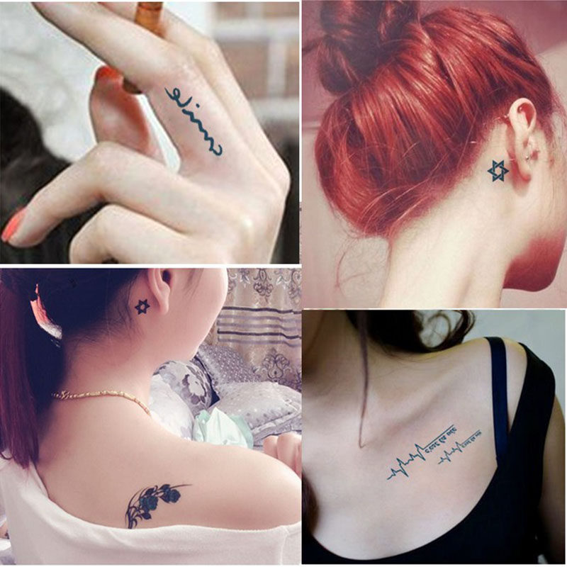 纹身贴防水女持久韩国仿真英文字母胸部锁骨脚踝刺青纹身贴纸30张