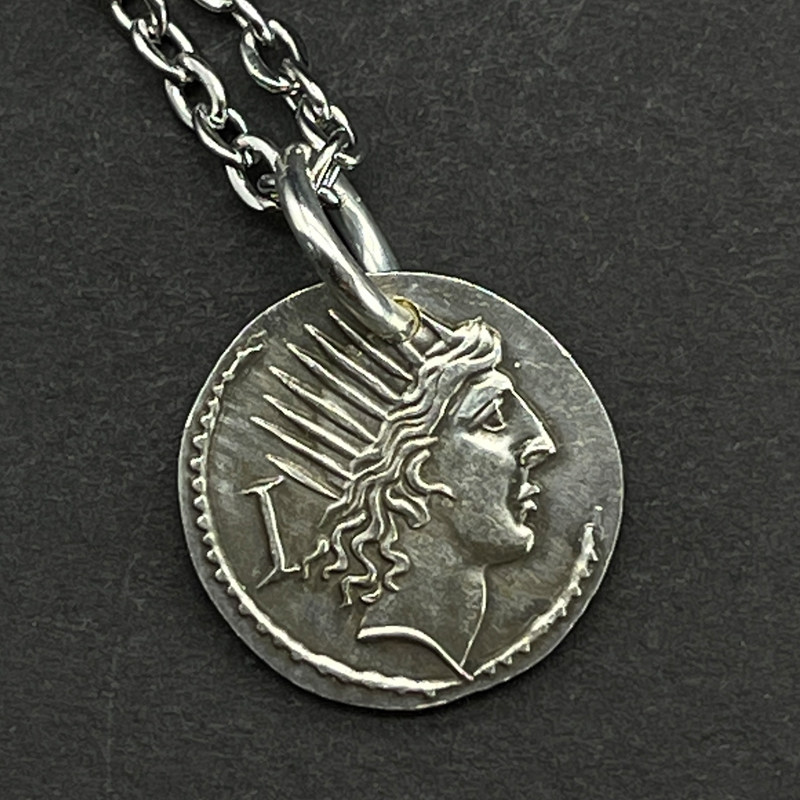复古纯银罗马古币项链太阳神索尔赫利俄斯欧美项坠