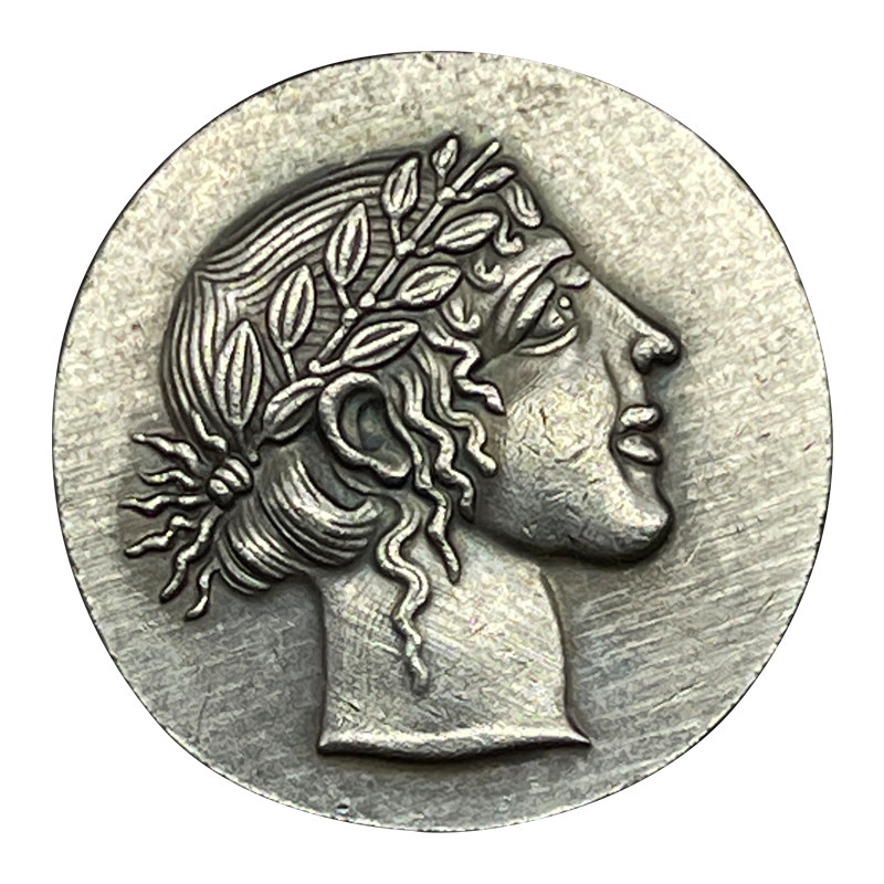 复古希腊古币镀银狮头太阳神阿波罗头像硬币项链项坠