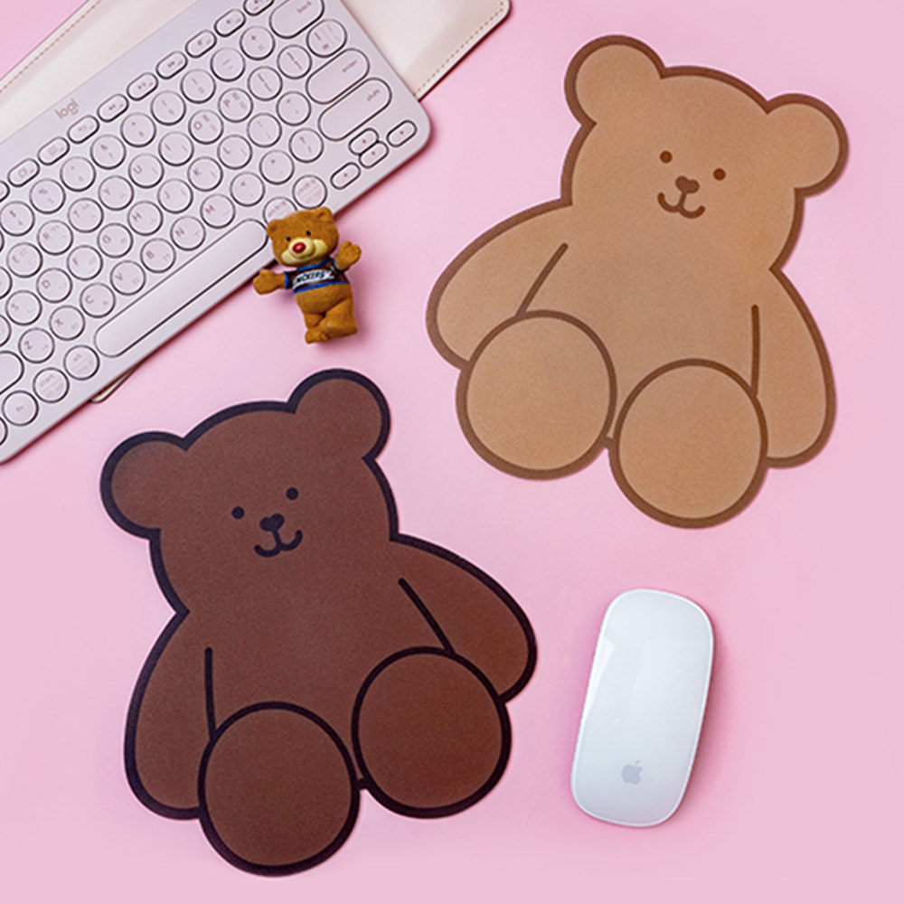 韩国lucalab可爱小熊鼠标垫家用办公轻便便携防滑防水pvc小鼠标垫