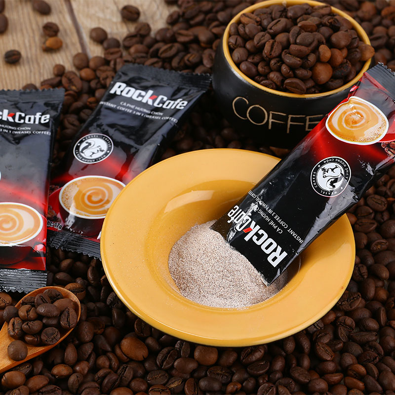 包邮/越南越贡三合一速溶咖啡rock cafe猫屎咖啡100袋1700g