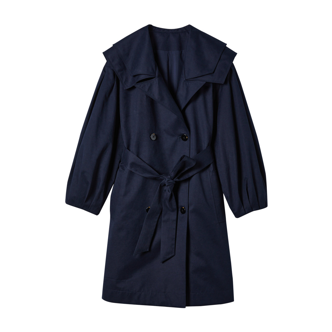 洛可可rococo新款质感海军休闲时髦系带中长风衣风衣