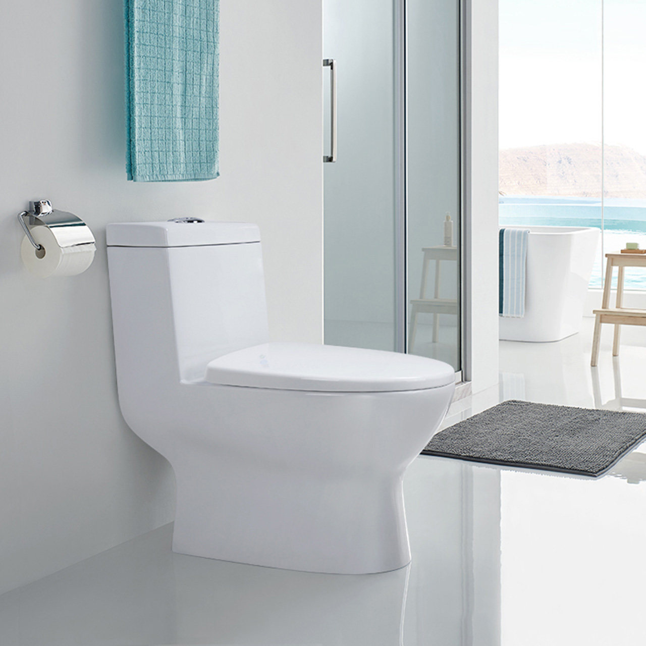 浪鲸卫浴静音节水虹吸马桶家用陶瓷坐便器防臭抽水座便器1071