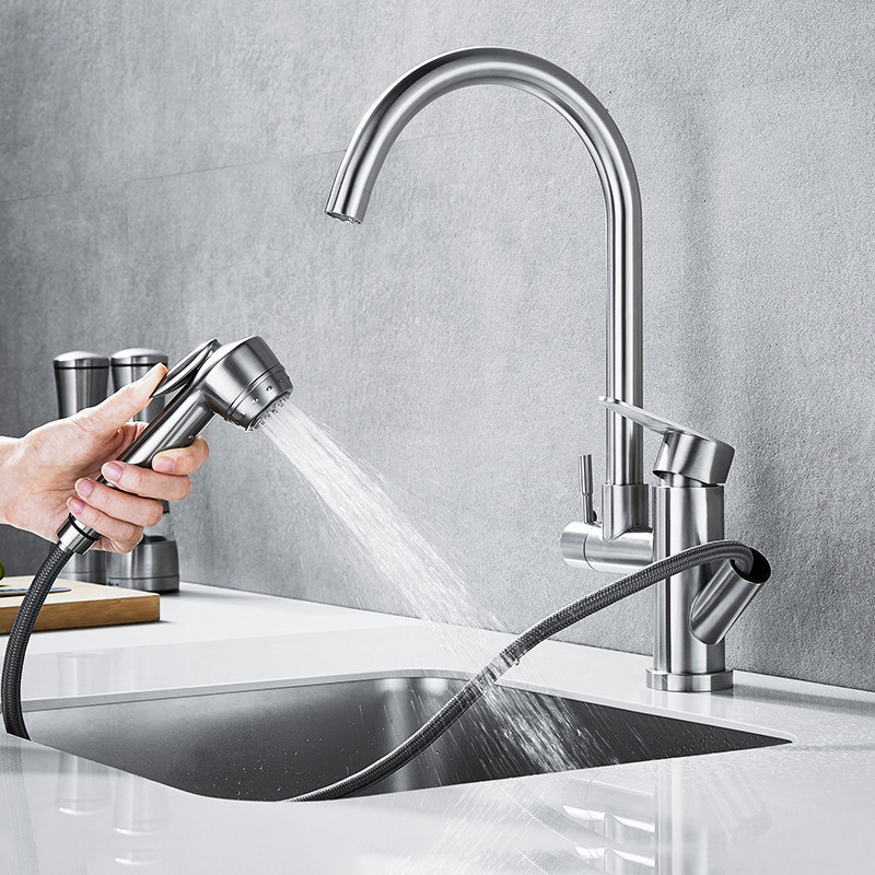 浪鲸厨房水龙头冷热旋转抽拉不锈钢龙头水槽洗菜厨房龙头