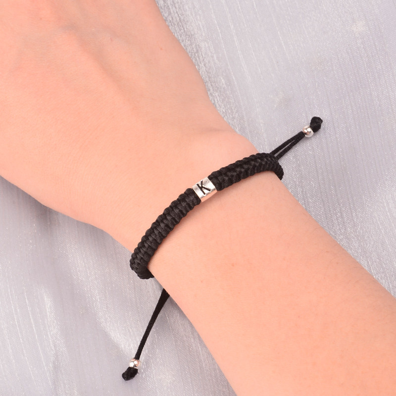 手链s925纯银字母转运编织材料包编头发男友手链