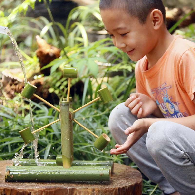 手工水竹戏水儿童水车能动有水定制洗澡模型戏水