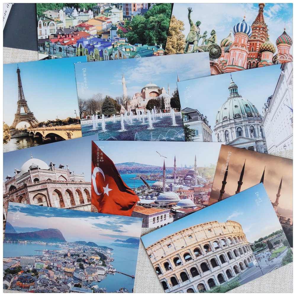 世界著名城市风景明信片欧亚各国地标建筑卡片碧海蓝天美景包邮